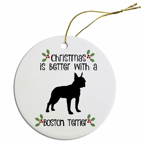 MIRAGE PET PRODUCTS Round Breed Specific Christmas Ornament Boston Terrier ORN-R-B16